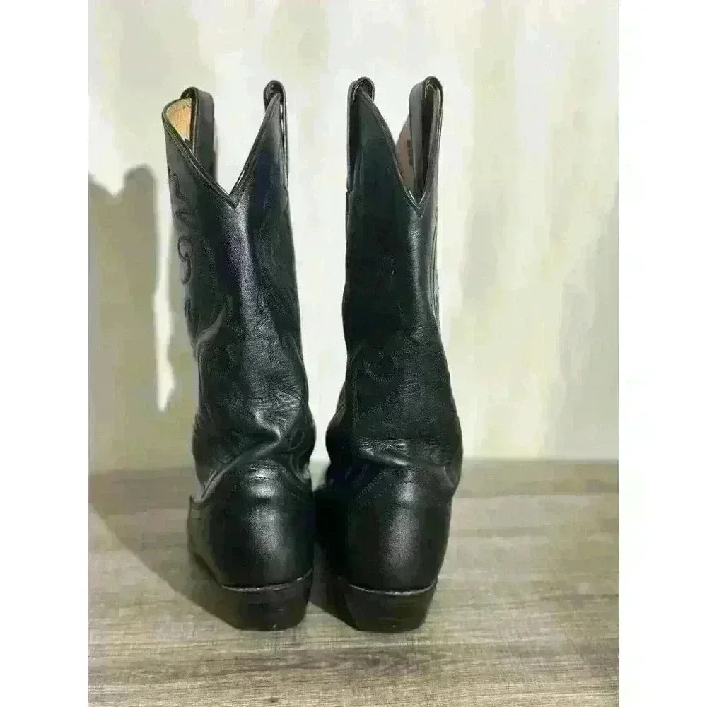 JUSTIN 6911 Black Classic Western Cowboy‎ Boots Mens 7.5